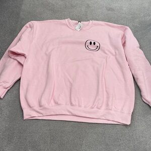 Gildan Pink Sweatshirt with Smiley Face